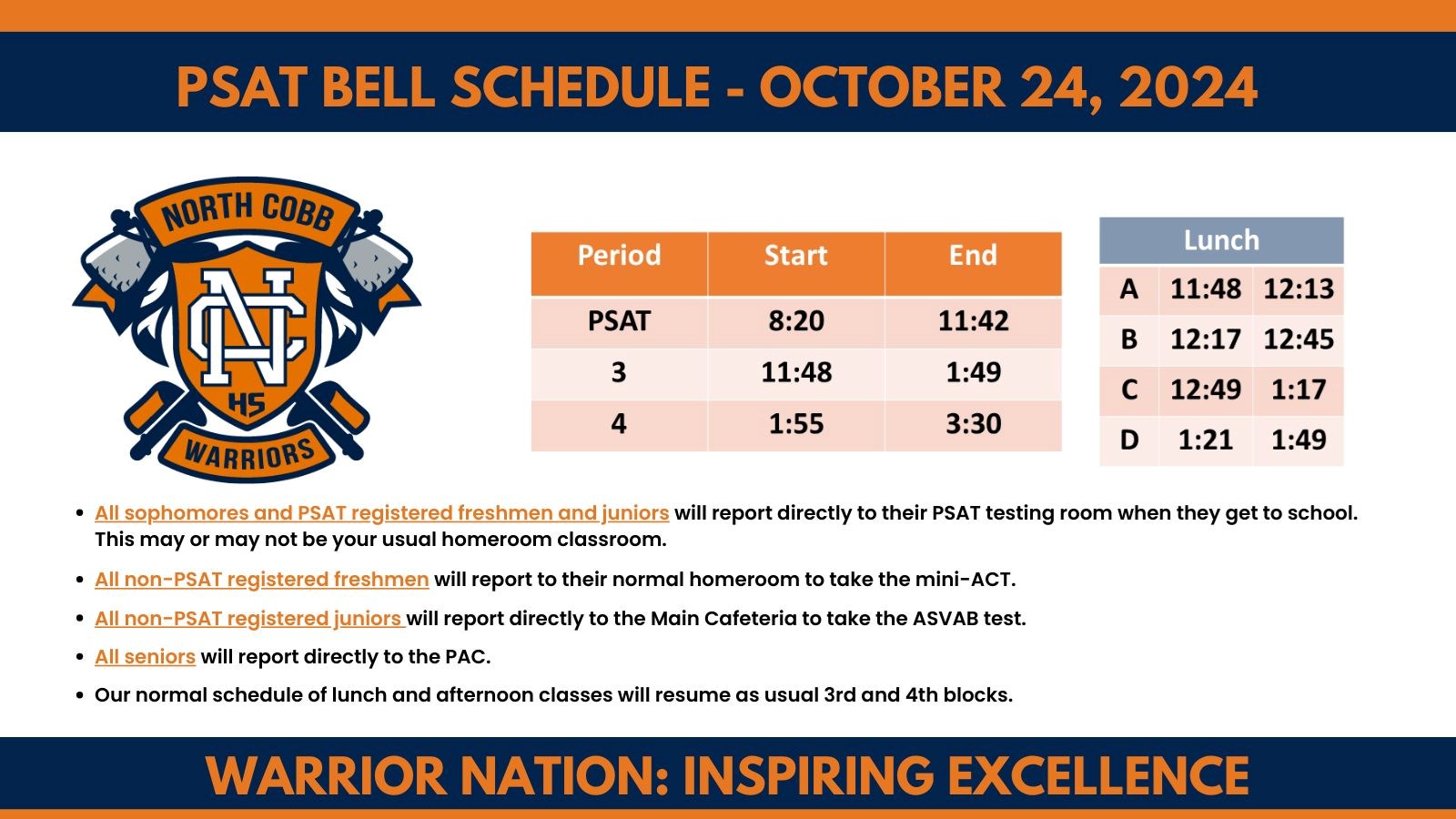 Psat schedule thursday october 24 2024